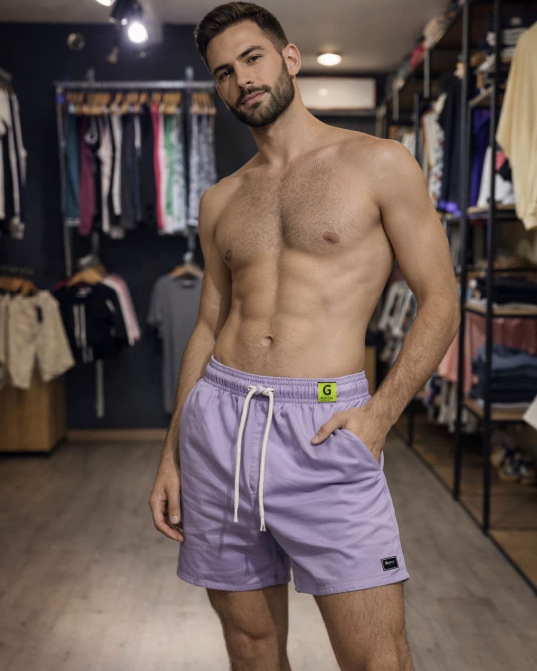 Composición de colección masculina con enfoque en color, caída y materialidad